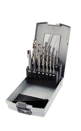 Garnitura burgija 2,5-10,2 mm i nareznica M3-M12 mm u metalnoj kutiji USAG